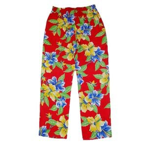 Polo Ralph Lauren Women's Size 10 Pants Red Floral Tropical Hawaiian Aloha  $198
